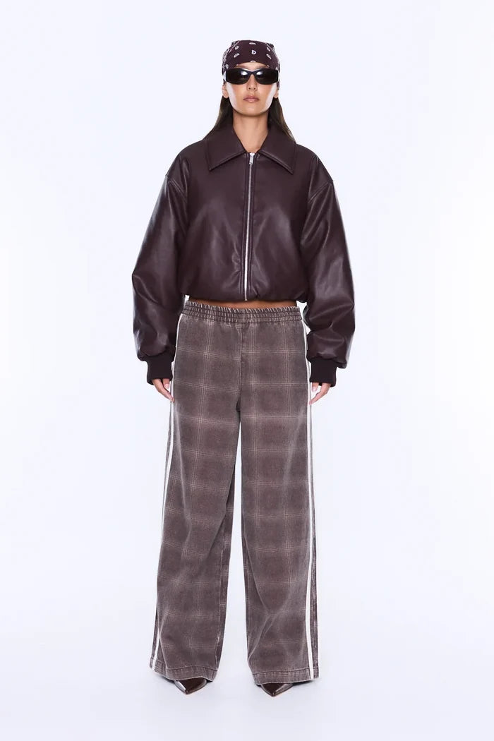 Myla Wide Leg Pant | Burgundy Check