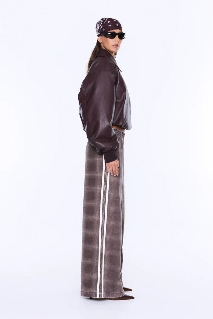 Myla Wide Leg Pant | Burgundy Check