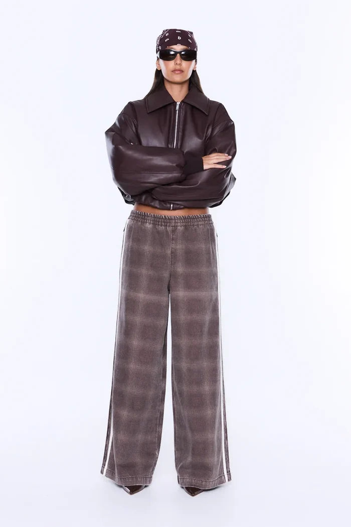 Myla Wide Leg Pant | Burgundy Check