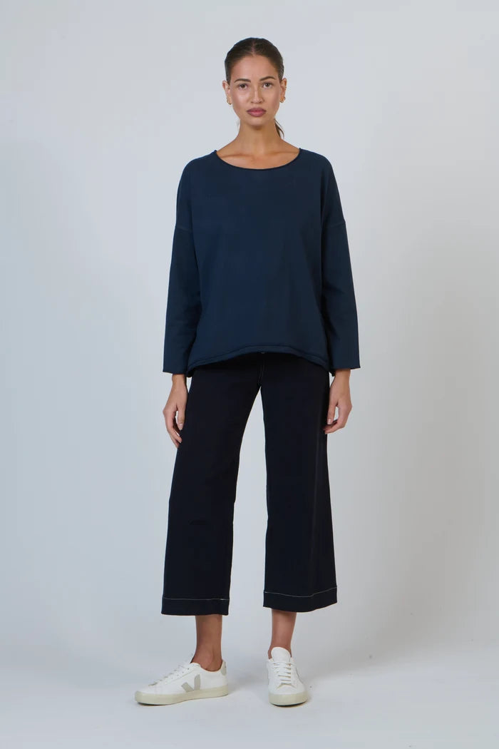 NAM81 Raw Hem 7/8 Top | Bleu