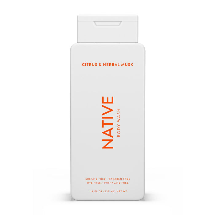 Native Natural Body Wash, Citrus & Herbal Musk, Sulfate Free, Paraben Free, 18 oz