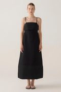 Nylah Dress | Black Cotton Tencel