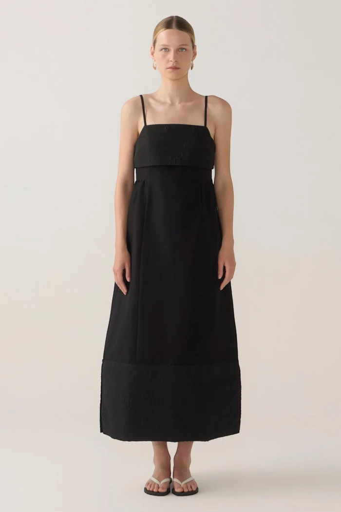 Nylah Dress | Black Cotton Tencel