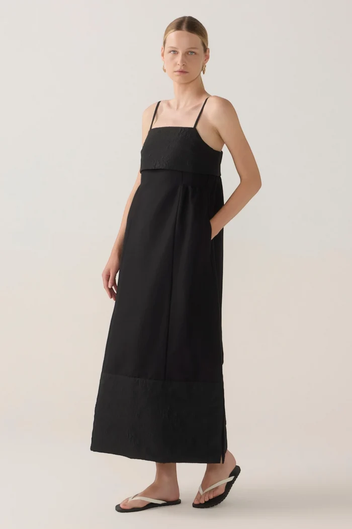 Nylah Dress | Black Cotton Tencel