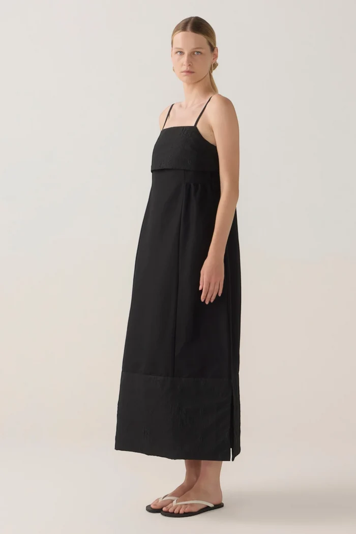 Nylah Dress | Black Cotton Tencel