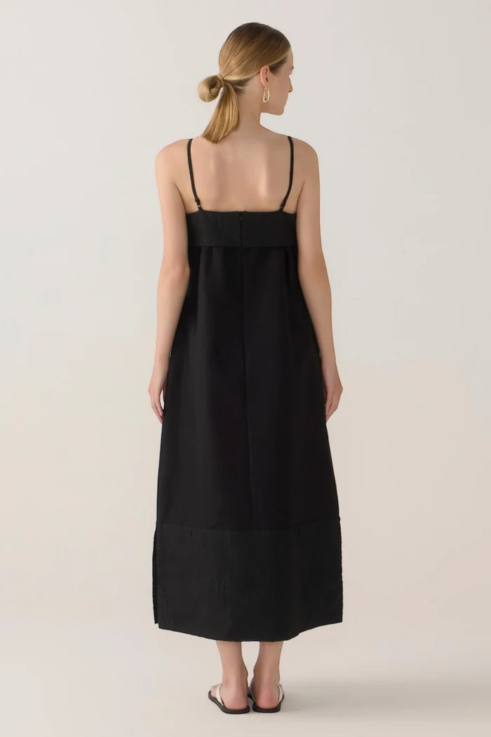 Nylah Dress | Black Cotton Tencel