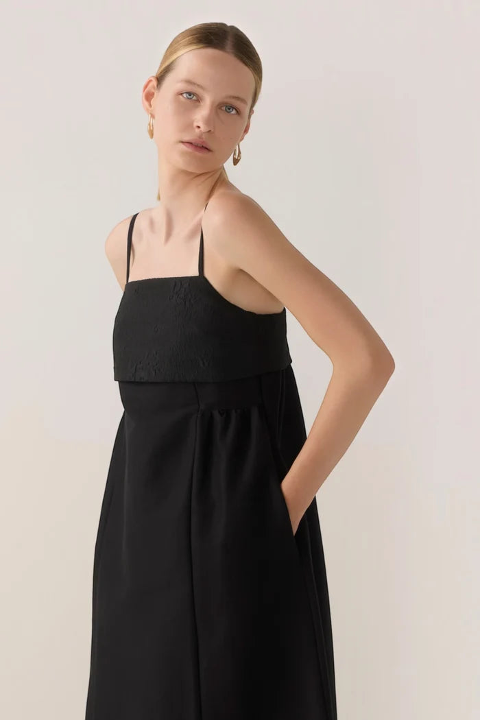 Nylah Dress | Black Cotton Tencel