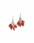 Orange and White Beaded Earrings