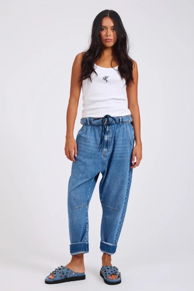 Outcasts Low Waist Drop Crotch Harem Denim Jeans | Bright Blue
