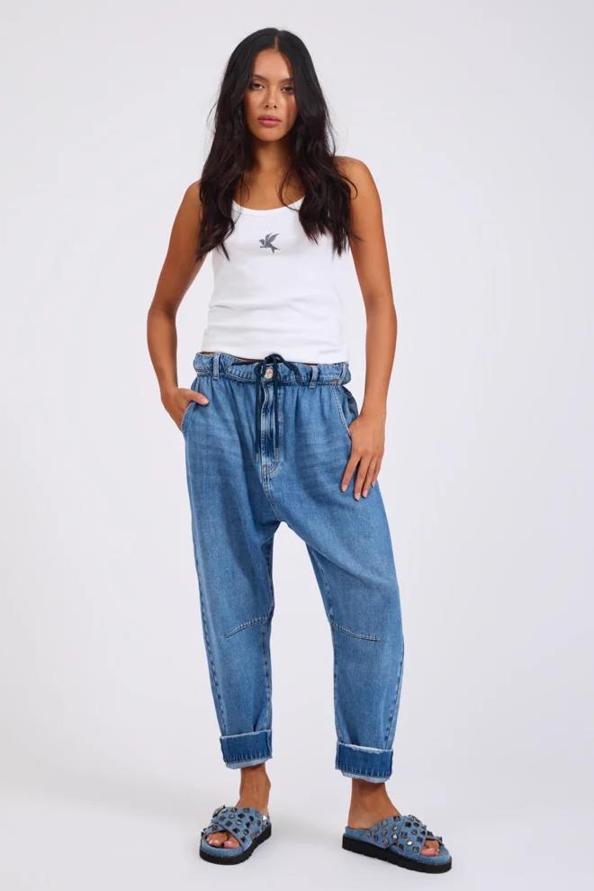 Outcasts Low Waist Drop Crotch Harem Denim Jeans | Bright Blue