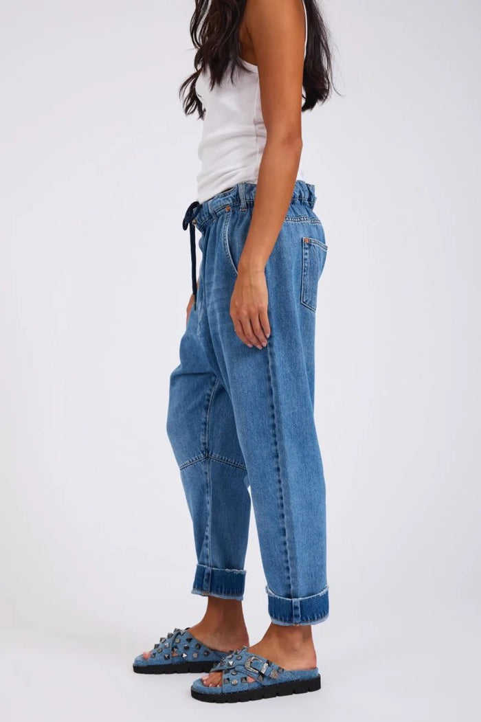 Outcasts Low Waist Drop Crotch Harem Denim Jeans | Bright Blue