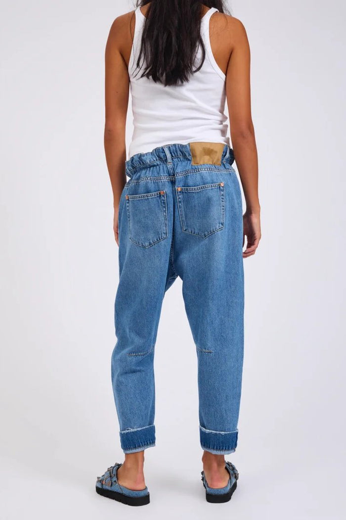 Outcasts Low Waist Drop Crotch Harem Denim Jeans | Bright Blue