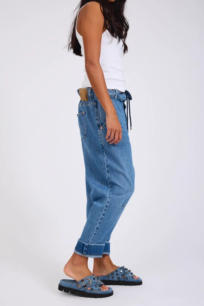 Outcasts Low Waist Drop Crotch Harem Denim Jeans | Bright Blue
