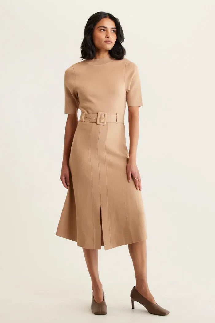 Parker Crepe Knit Dress | Tan