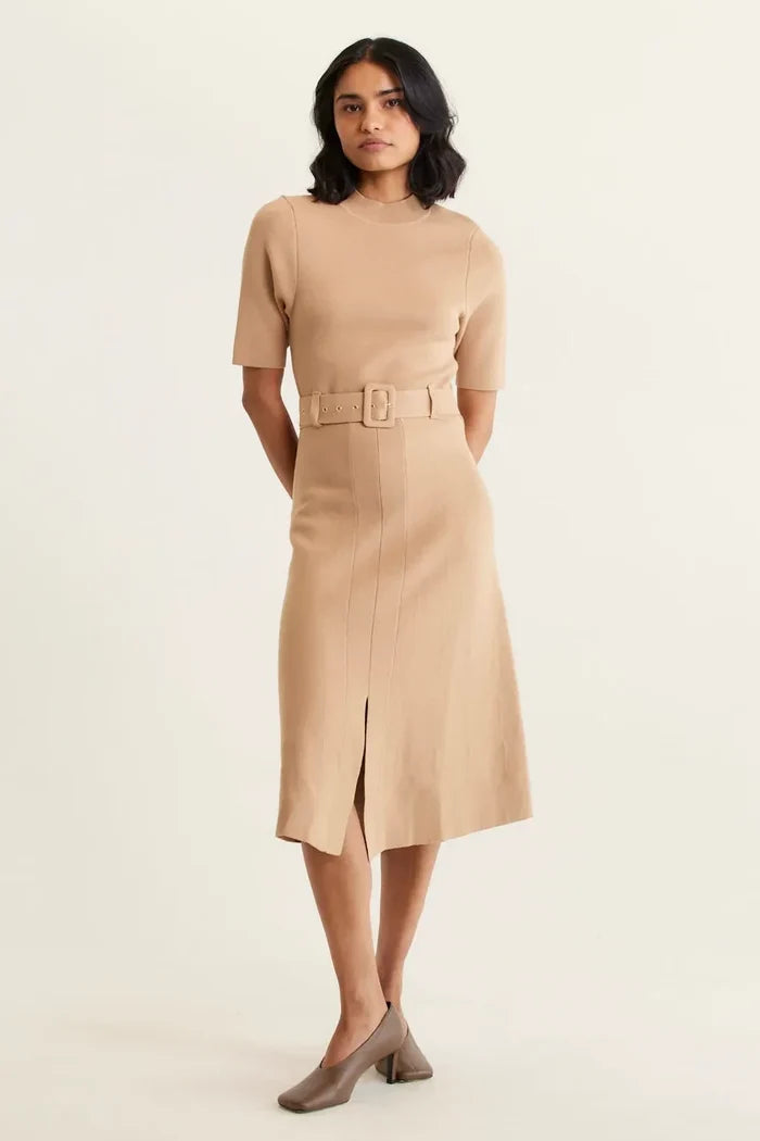 Parker Crepe Knit Dress | Tan