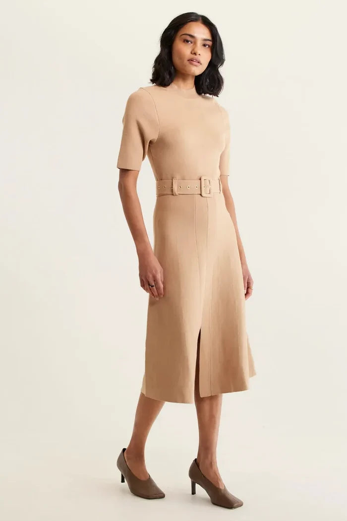 Parker Crepe Knit Dress | Tan