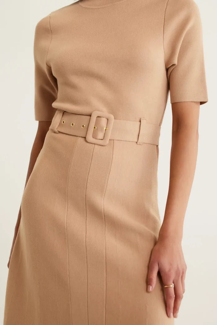 Parker Crepe Knit Dress | Tan