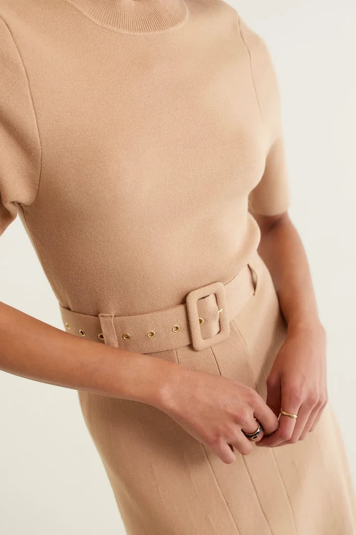 Parker Crepe Knit Dress | Tan