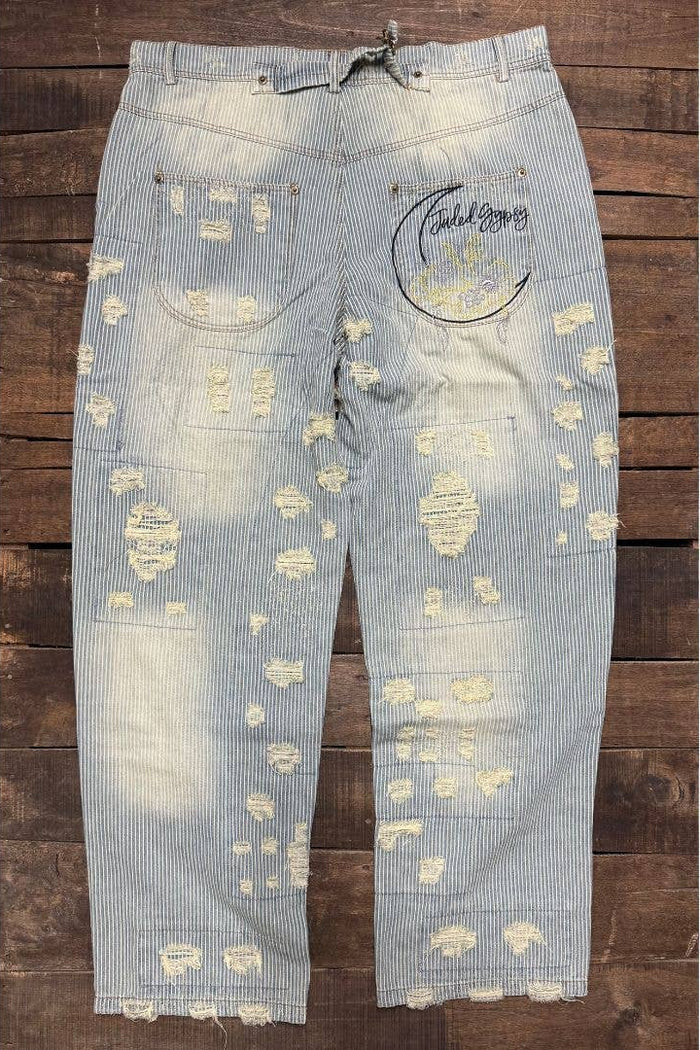 Peace and Love Jeans | Blue Railroad Stripe