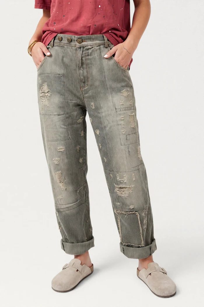 Peace and Love Jeans | Midnight Railroad Stripe