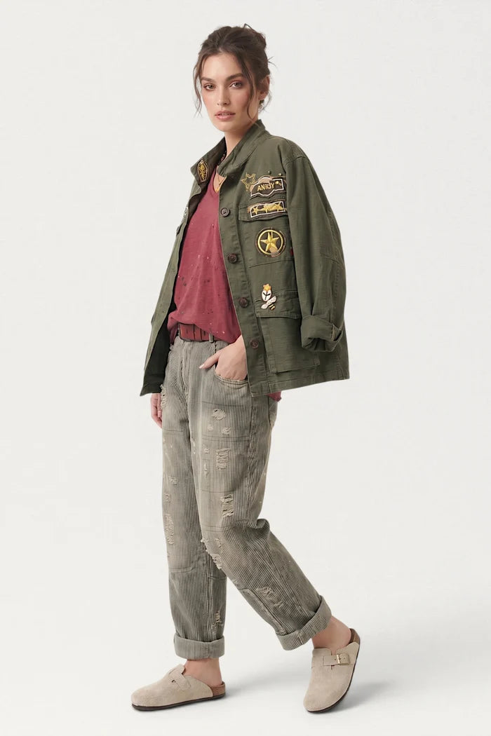 Peace and Love Jeans | Midnight Railroad Stripe