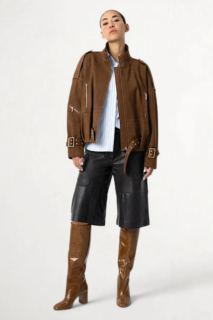 Petra Fit Leather Shorts | Black