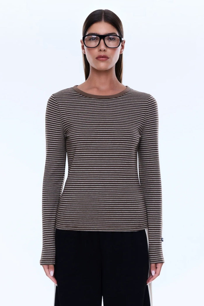 Piper Long Sleeve Stripe Top | Sand Stripe
