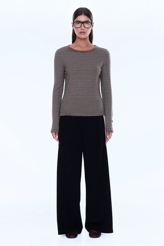 Piper Long Sleeve Stripe Top | Sand Stripe