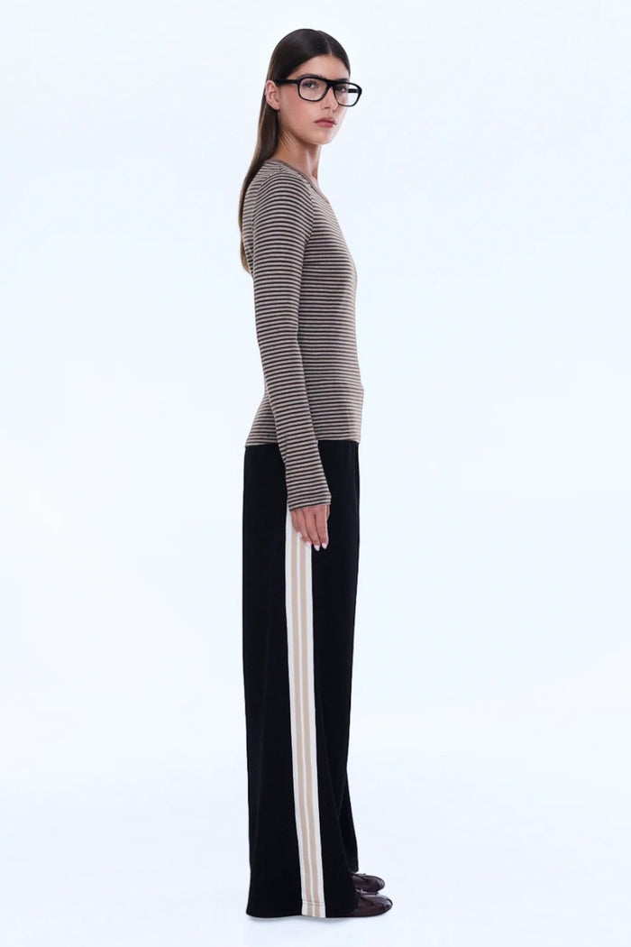 Piper Long Sleeve Stripe Top | Sand Stripe