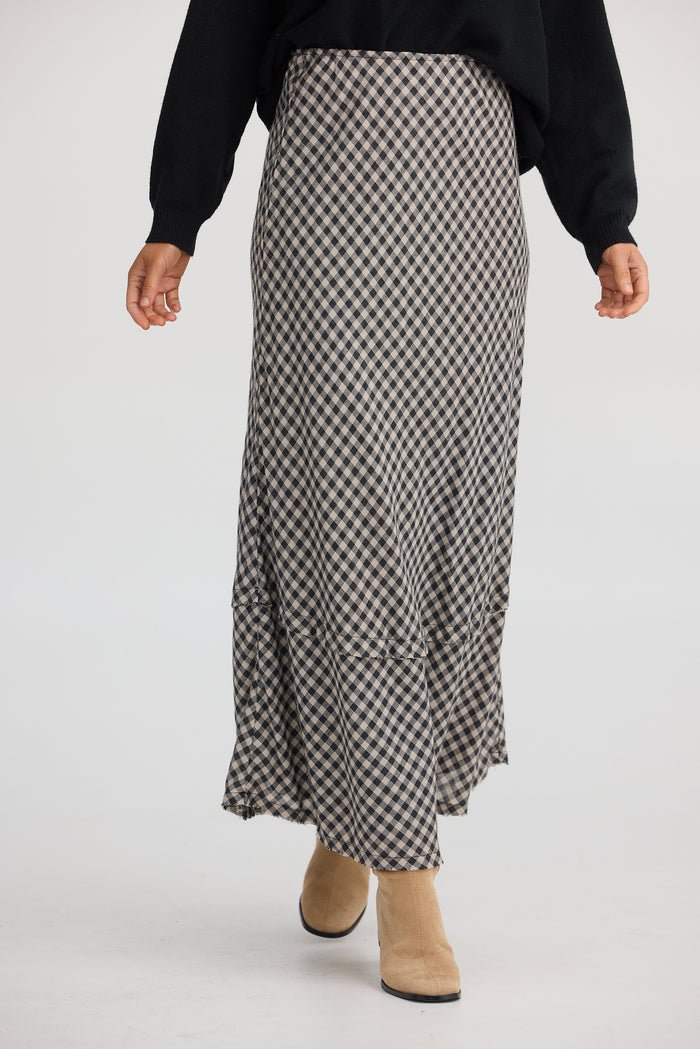 Pisa Skirt | Natural W Black Check