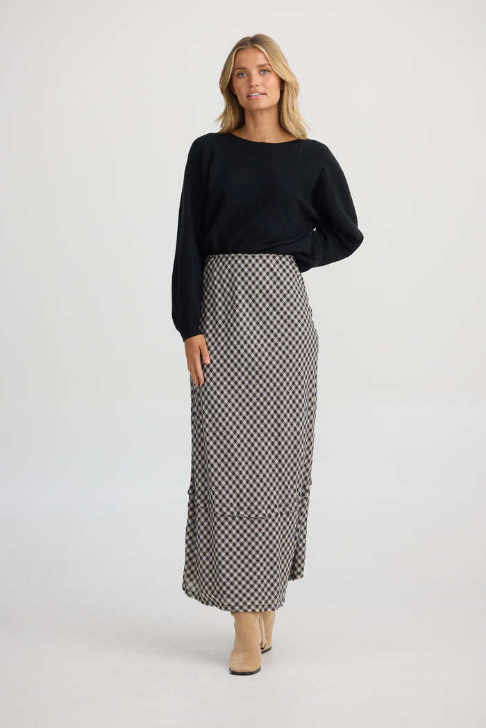 Pisa Skirt | Natural W Black Check