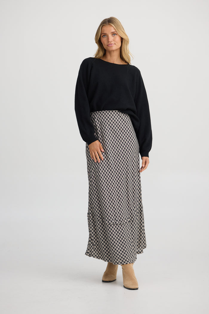 Pisa Skirt | Natural W Black Check