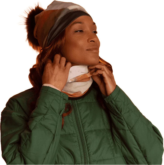 Ponytail Beanie with Navy Pompom - Women’s