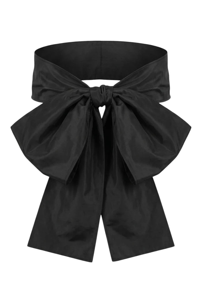 Pressie Sash | Black Silk Taffeta
