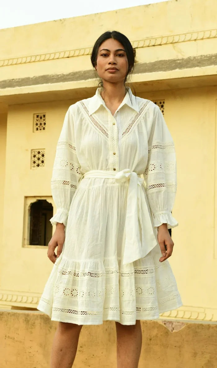 Primrose Shirt Dress | White