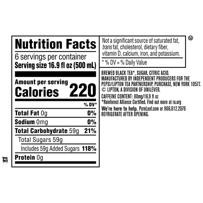 Pure Leaf Extra Sweet Real Brewed Iced Tea, 16.9 fl oz, 6 Pack Bottles