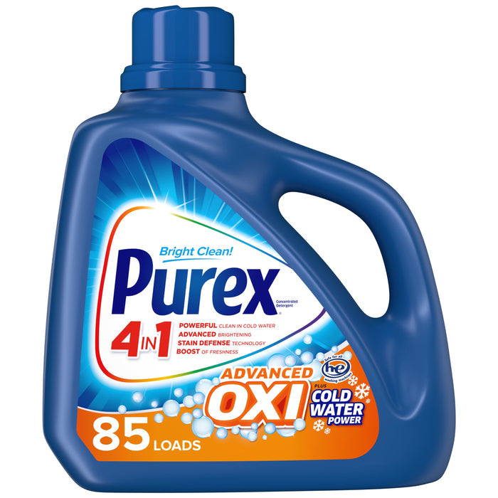 Purex Liquid Laundry Detergent Plus OXI, Stain Defense Technology, 128 Fluid Ounces, 85 Wash Loads