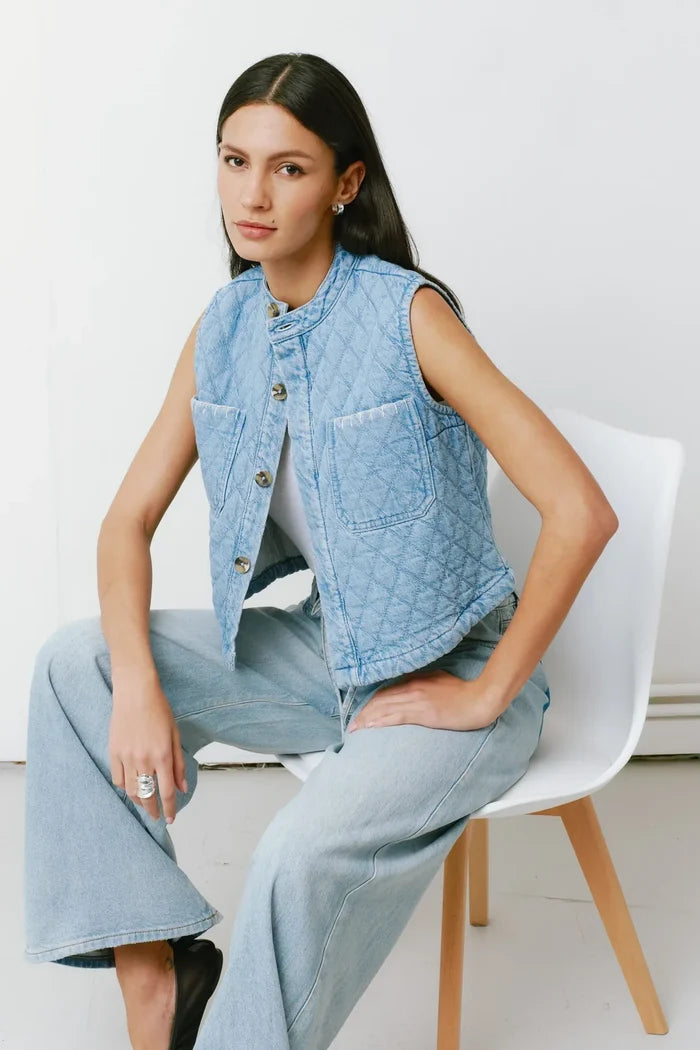 Quilted Pablo Vest | Summer Sky