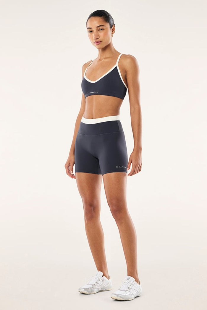 ELSHAM BOUTIQUE Reflect 5 inch bike shorts in marine blue with a high-rise waistband and contrast detailing.