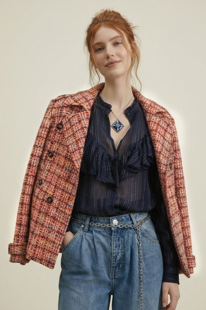 Revel Coat | Berry Check