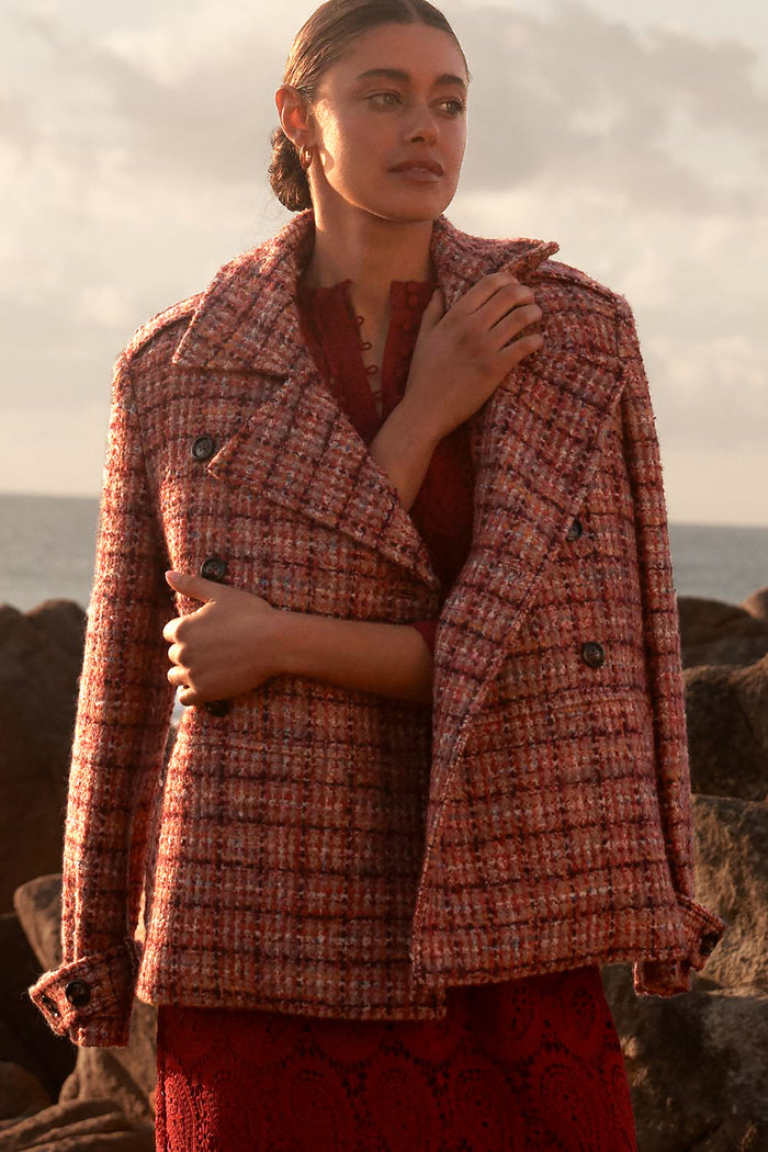 Revel Coat | Berry Check