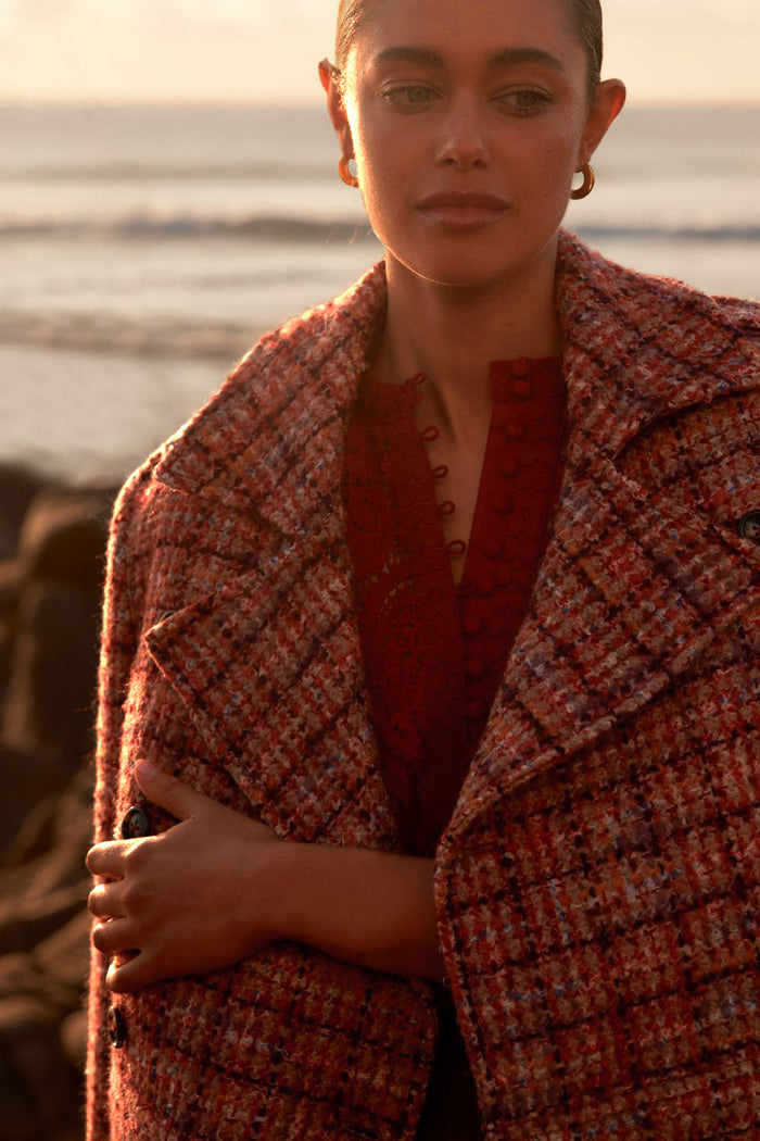 Revel Coat | Berry Check