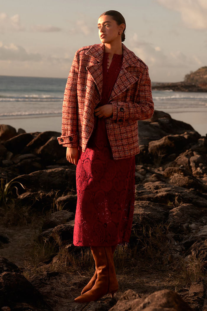 Revel Coat | Berry Check