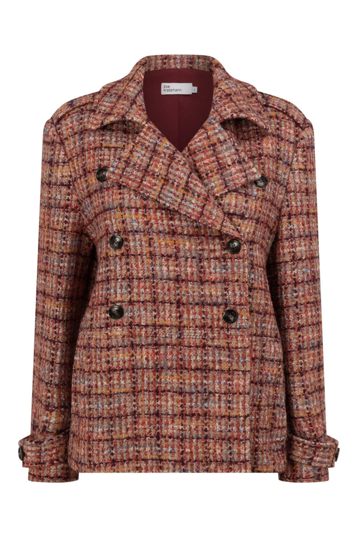 Revel Coat | Berry Check
