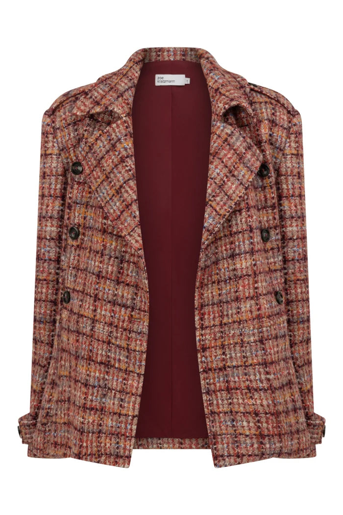 Revel Coat | Berry Check