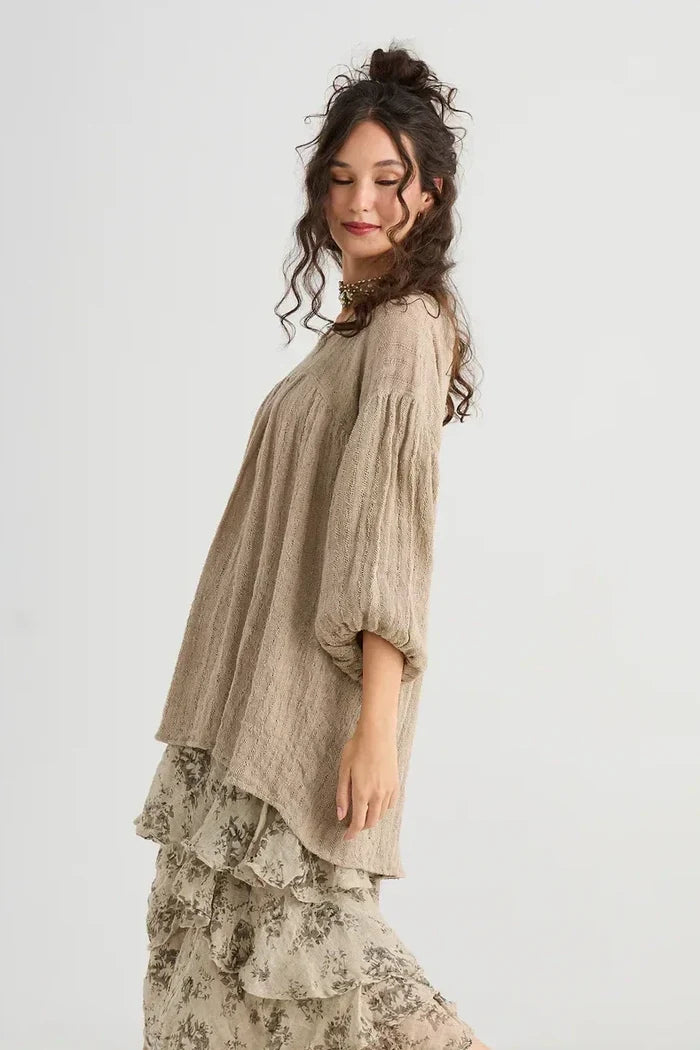 Sahara Linen Top | Desert Sand