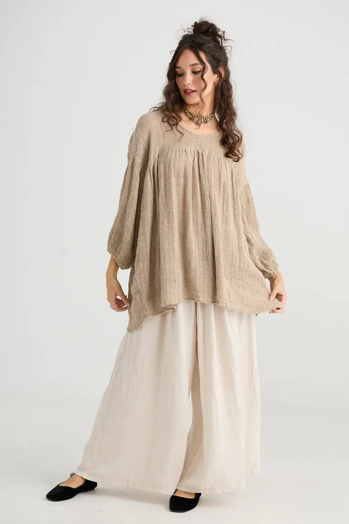 Sahara Linen Top | Desert Sand