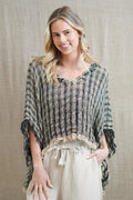 Sarita Linen Top | Black & Natural Blocks