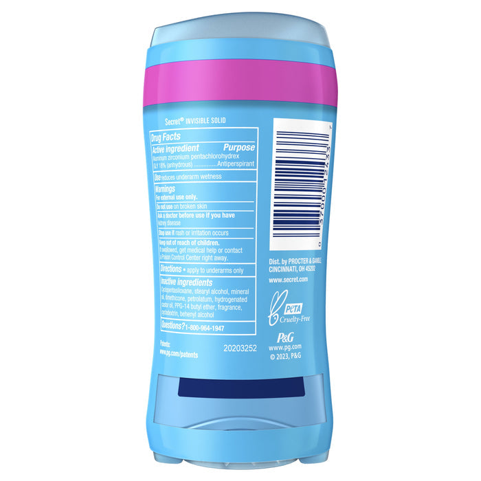 Secret Invisible Solid Antiperspirant and Deodorant for Women, Shower Fresh, Twin Pack, 2.6 oz Each