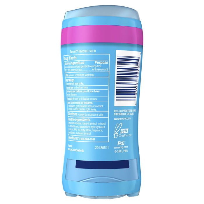 Secret Invisible Solid Antiperspirant and Deodorant, Spring Breeze, Twin Pack, 2.6 oz each